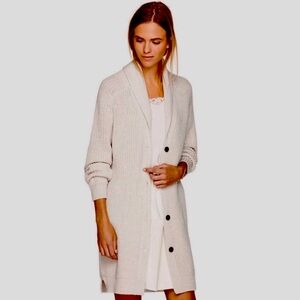 Aritzia Wilfred Tisserand 100% Merino Wool Cardigan Sweater Heather Milk